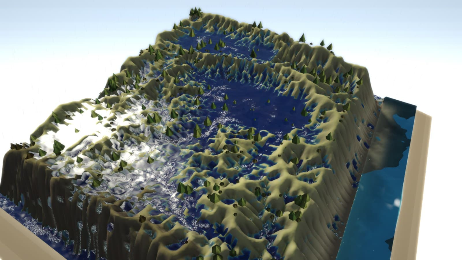 Simulated terrain from the Catchment engine, mid-storm